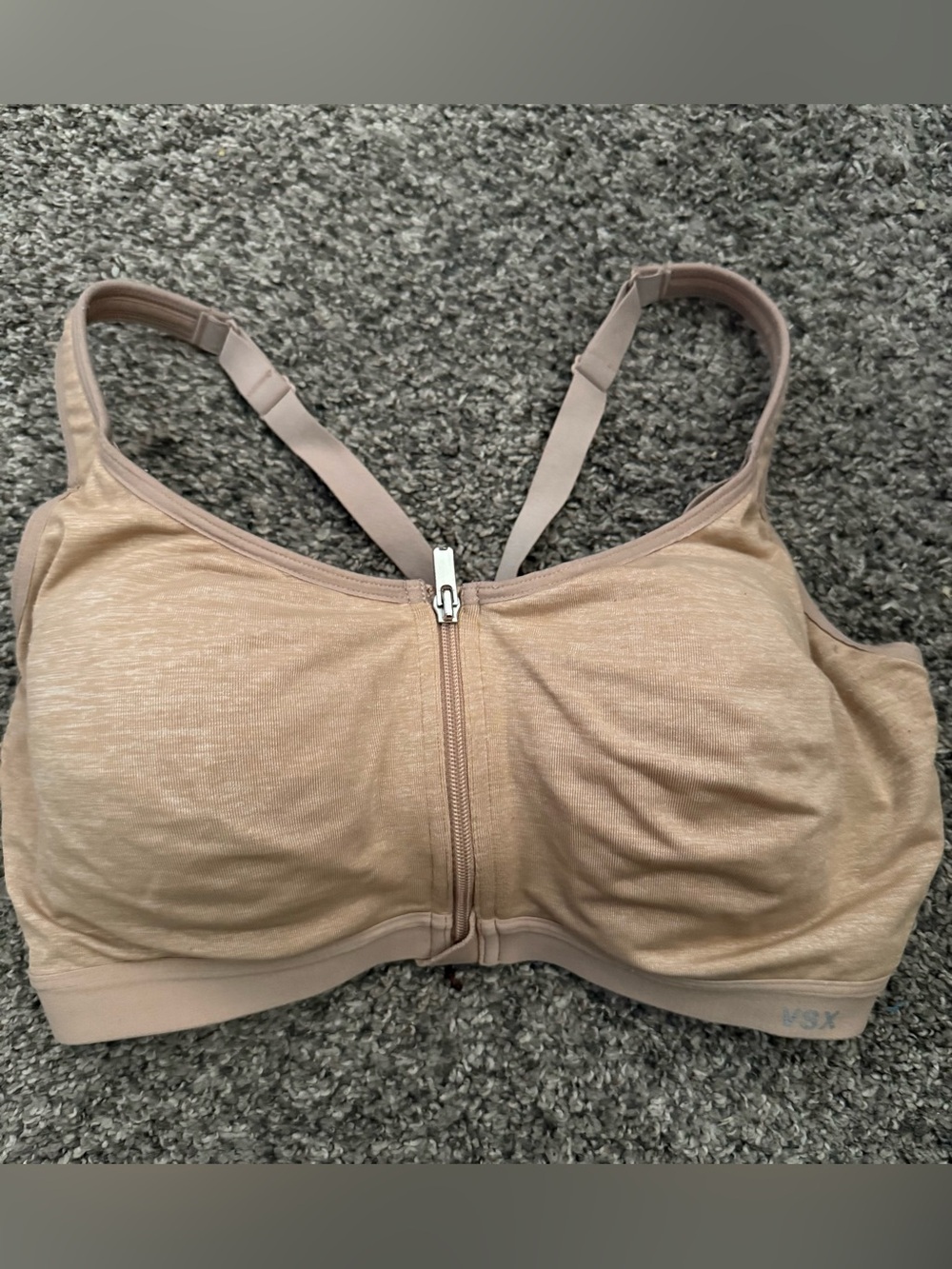 VSX Front-Zip Support Bra in Nude Blush